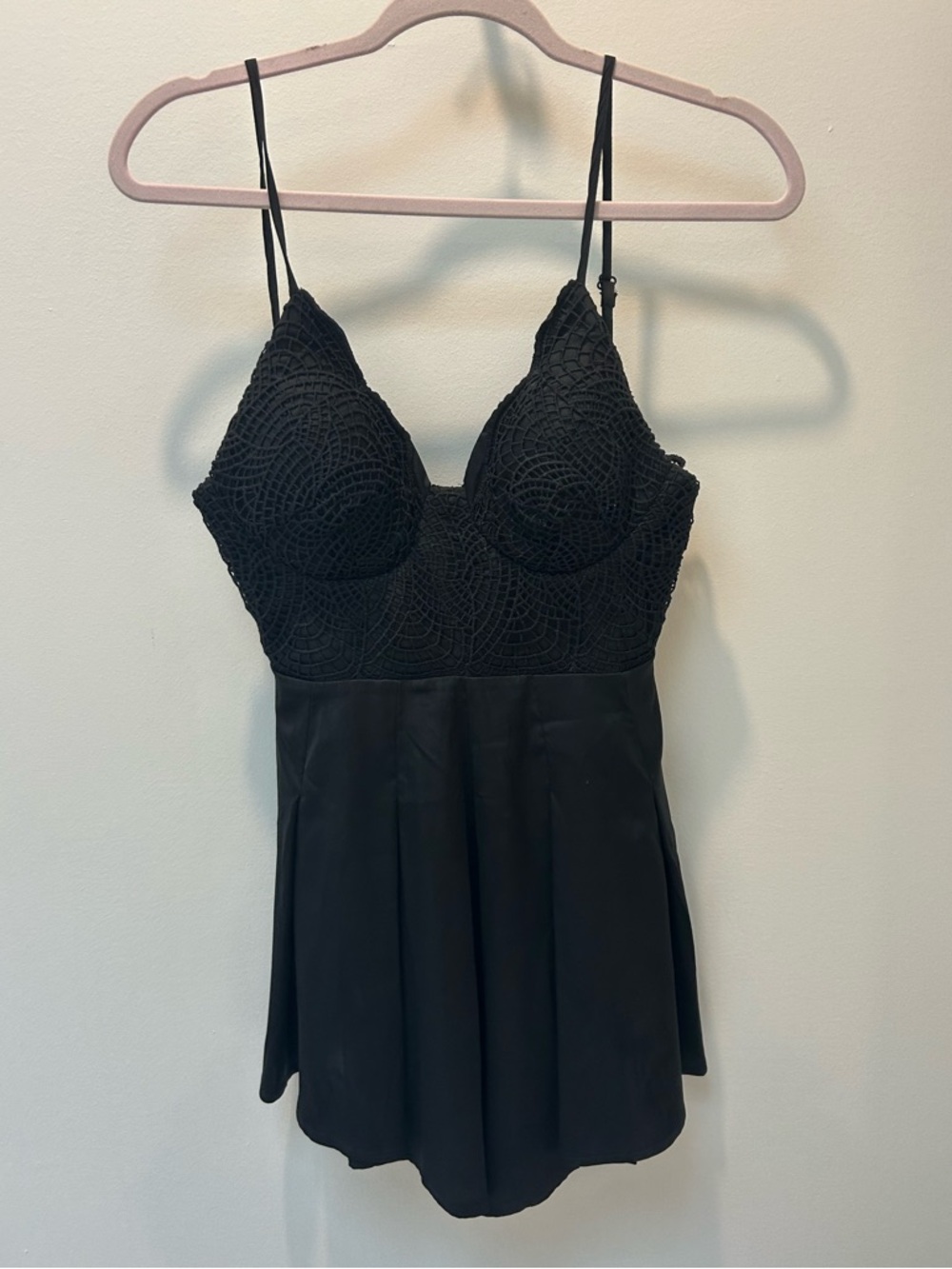 Black Lace Bust Mini Romper